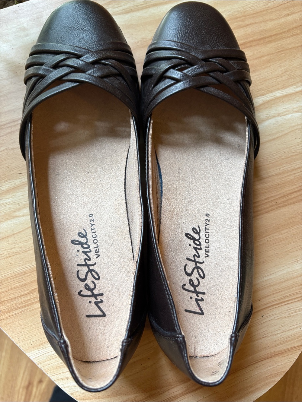 As NEW! Life Stride Brown Braided-Strap Ballet Flats never worn - Picture 3 of 7